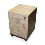 Ąžuolo spalvos stalčių blokas ant ratukų