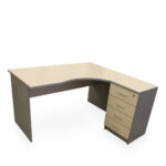 Beržo ir pilkos spalvos dešininis kampinis darbo stalas 140 cm - Image 2