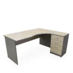 Beržo ir pilkos spalvos dešininis kampinis darbo stalas 160 cm - Image 2