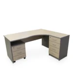 Beržo ir pilkos spalvos dešininis kampinis darbo stalas 160 cm - Image 3