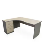 Beržo ir pilkos spalvos kairinis kampinis darbo stalas 160 cm - Image 3